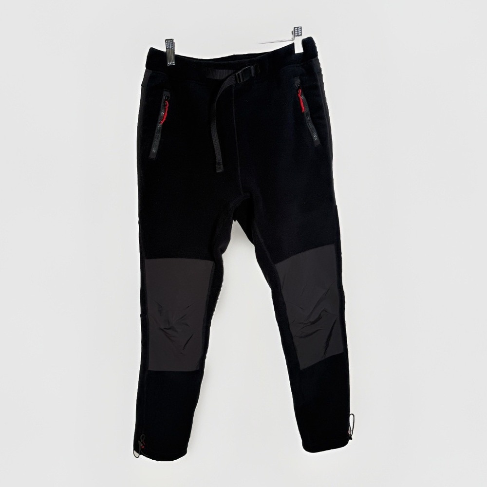 Topo Designs Black Track Pants with Red Zipper Accents